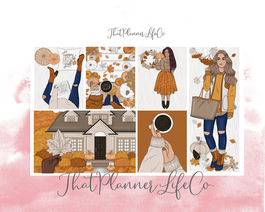Pumpkin Vibes, Autumn/ Fall Weekly Kit, Planner Stickers for Erin Condren LifePlanner