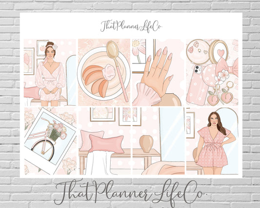 Life's a Peach! Weekly/Monthly Kit, Stickers for Erin Condren Vertical LifePlanner