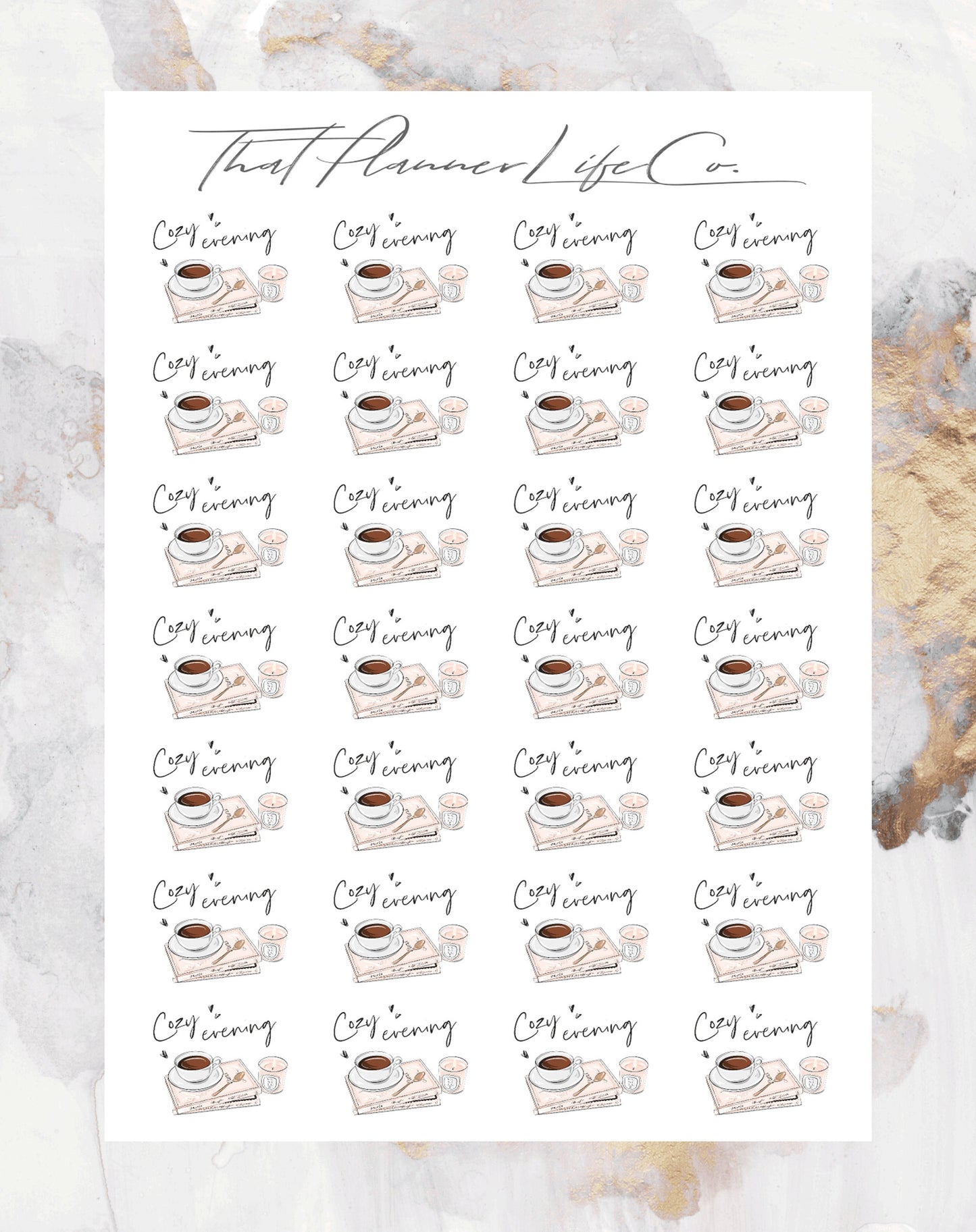 Cozy Evening Icon Stickers, Planner Stickers, Erin Condren