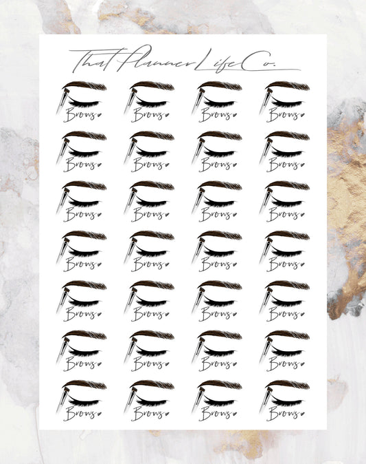 Brow Appointment Icon Stickers, Planner Stickers, Erin Condren