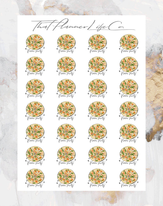 Pizza Party Icon Stickers, Planner Stickers, Erin Condren