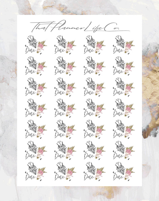 Date Night Icon Stickers, Planner Stickers, Erin Condren