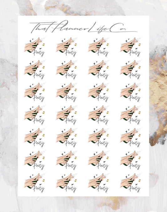 Party Icon Stickers, Planner Stickers, Erin Condren