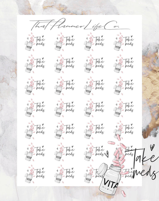 Take Meds Icon Stickers, Planner Stickers, Erin Condren