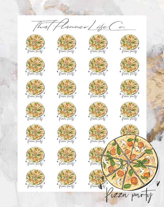 Pizza Party Icon Stickers, Planner Stickers, Erin Condren