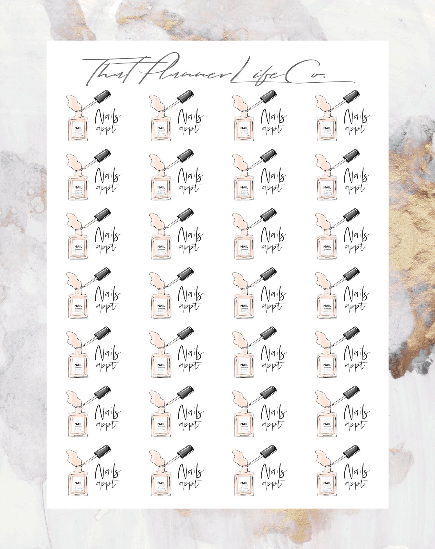 Nail Appointment Icon Stickers, Planner Stickers, Erin Condren