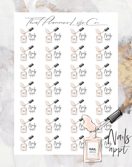 Nail Appointment Icon Stickers, Planner Stickers, Erin Condren