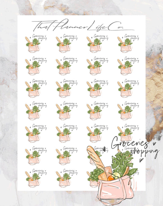 Grocery Shopping Icon Stickers, Planner Stickers, Erin Condren