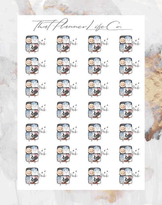 Packing Icon Stickers, Planner Stickers, Erin Condren