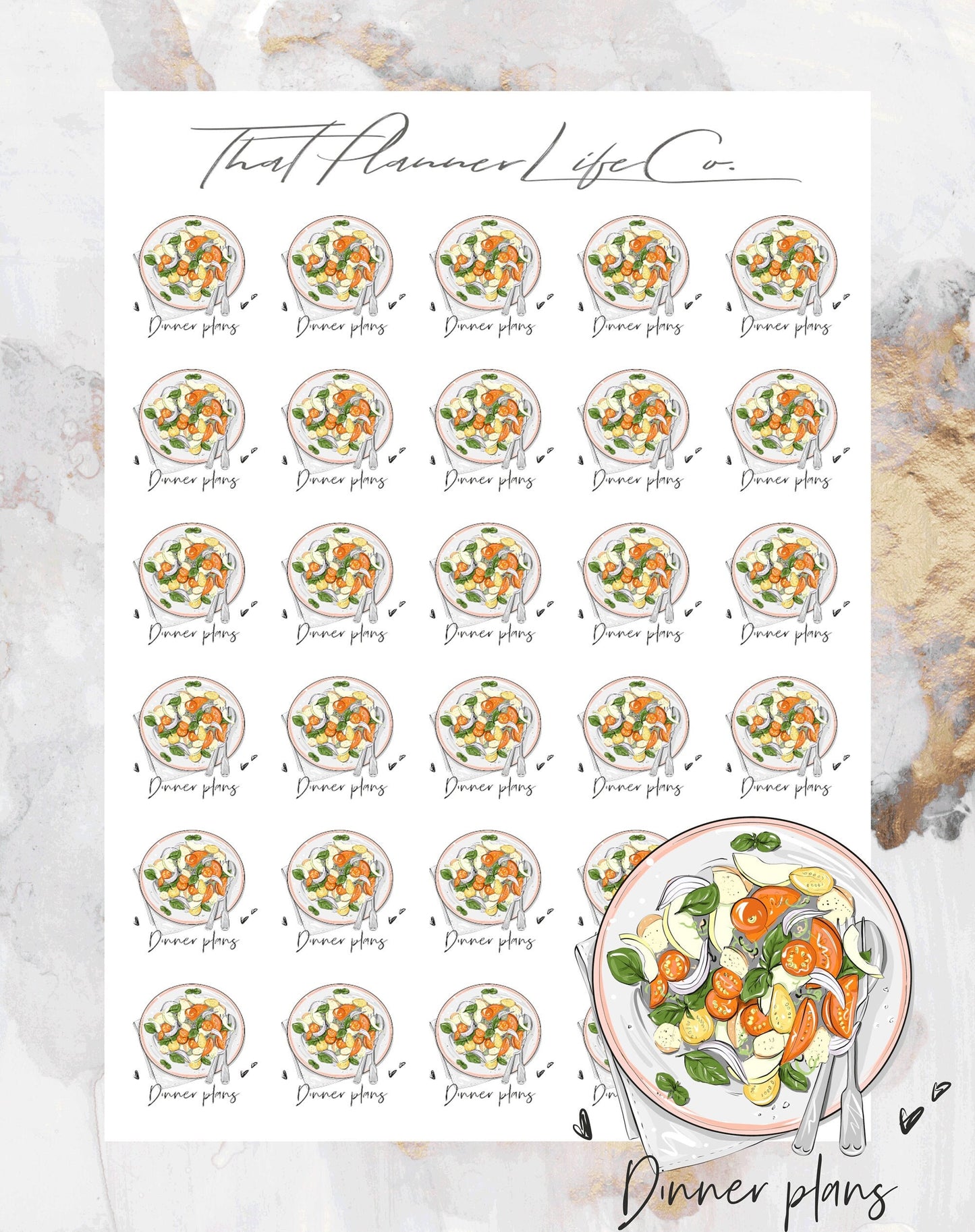 Dinner Plans Icon Stickers, Planner Stickers, Erin Condren