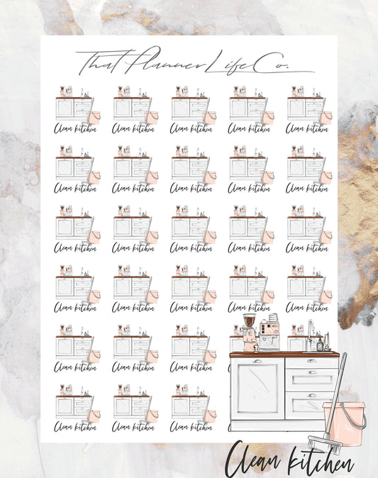 Clean Kitchen Icon Stickers, Planner Stickers, Erin Condren