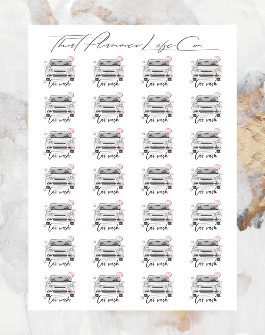 Wash Car Icon Stickers, Planner Stickers, Erin Condren