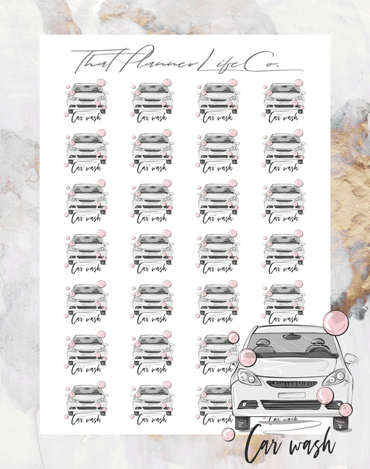 Wash Car Icon Stickers, Planner Stickers, Erin Condren