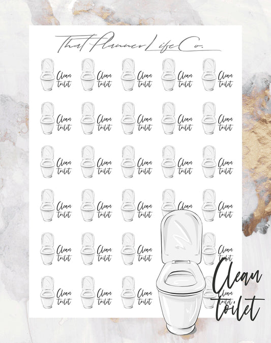 Clean Toilet Icon Stickers, Planner Stickers, Erin Condren