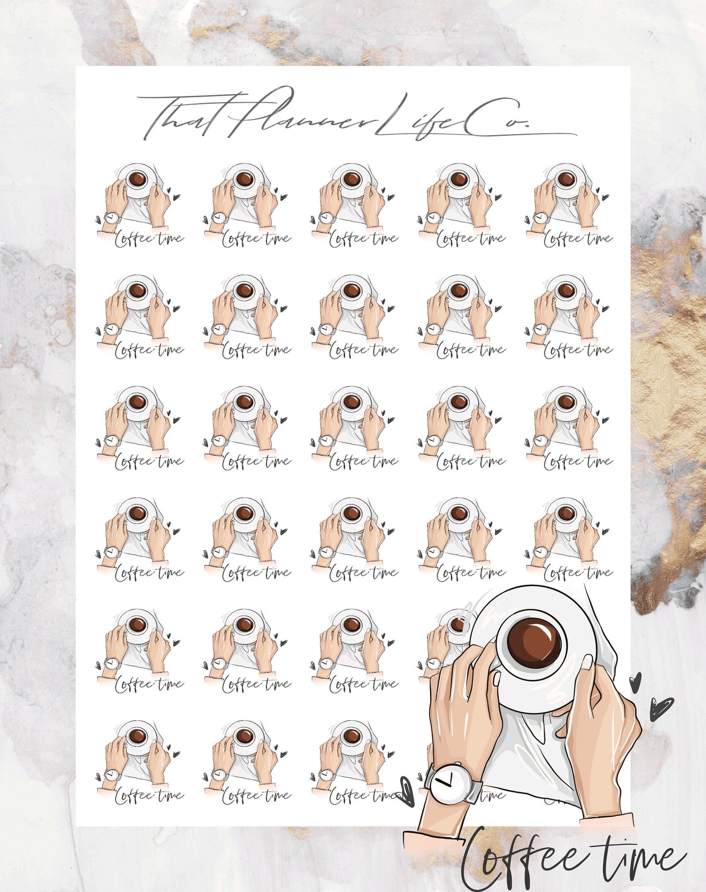 Coffee Time Icon Stickers, Planner Stickers, Erin Condren