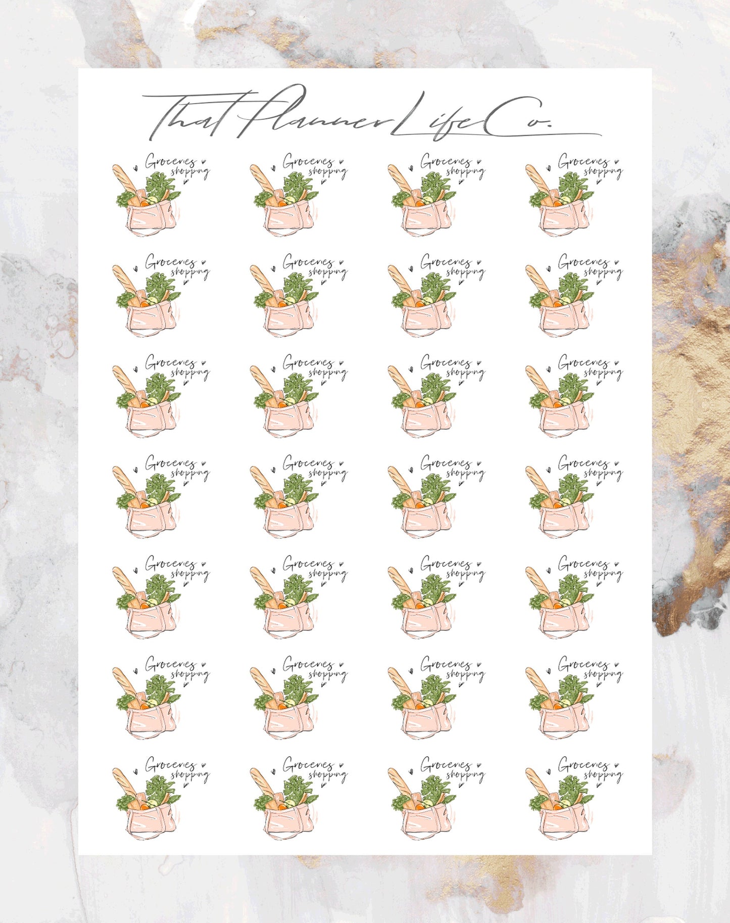 Grocery Shopping Icon Stickers, Planner Stickers, Erin Condren