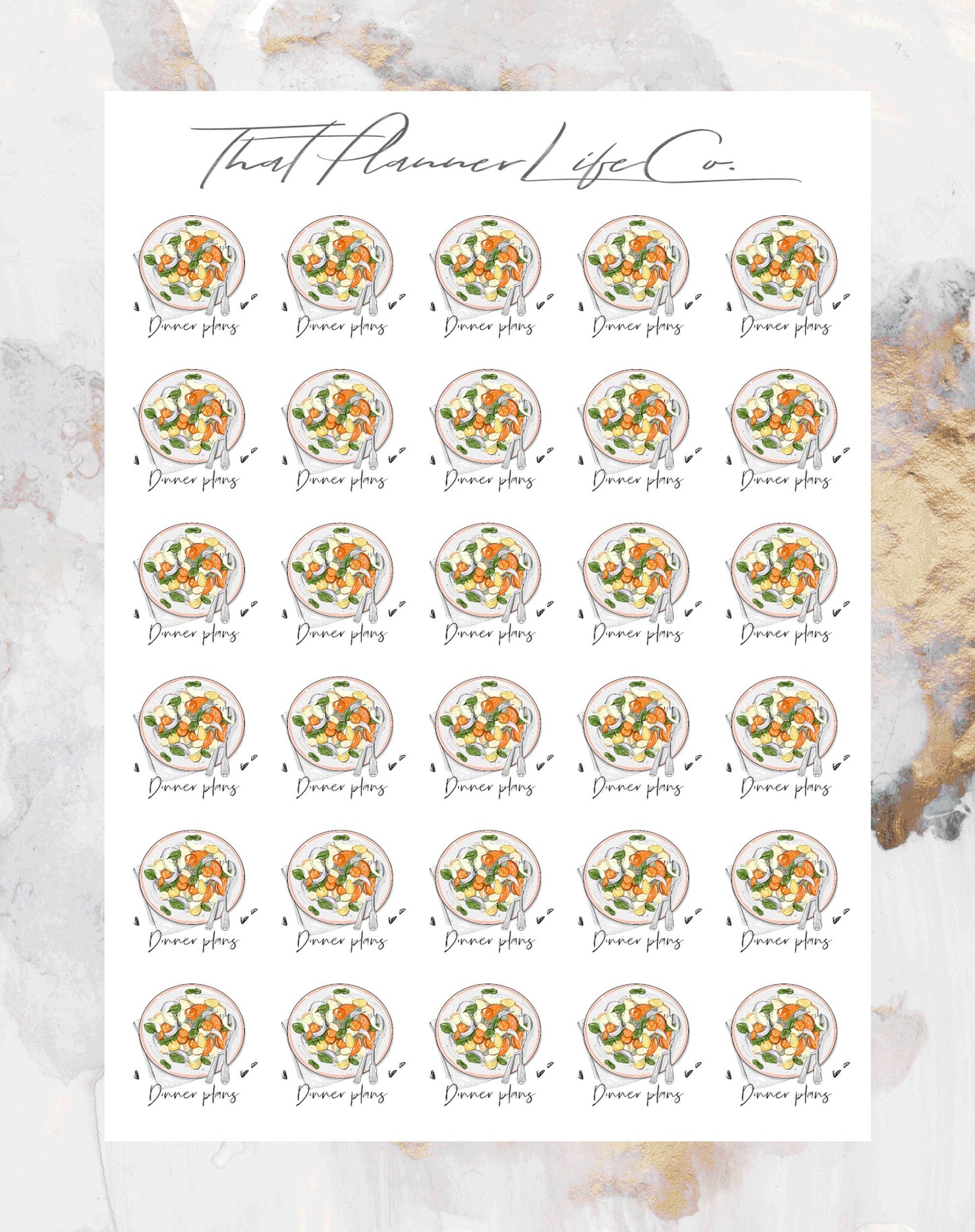 Dinner Plans Icon Stickers, Planner Stickers, Erin Condren