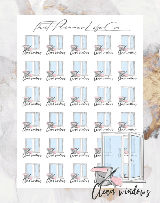 Clean Windows Icon Stickers, Planner Stickers, Erin Condren