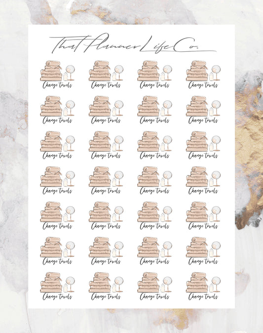 Change Towels Icon Stickers, Planner Stickers, Erin Condren