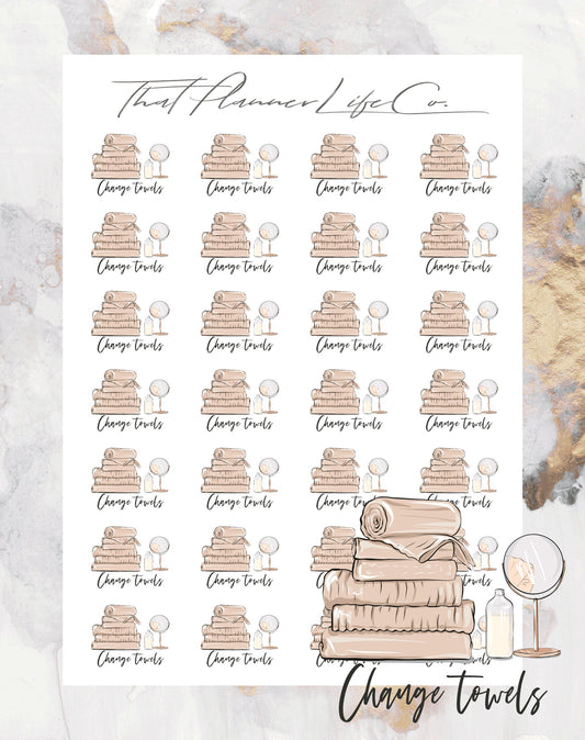 Change Towels Icon Stickers, Planner Stickers, Erin Condren