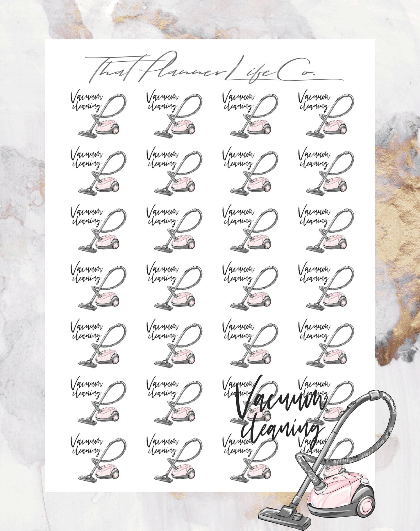 Vacuum Cleaning Icon Stickers, Planner Stickers, Erin Condren