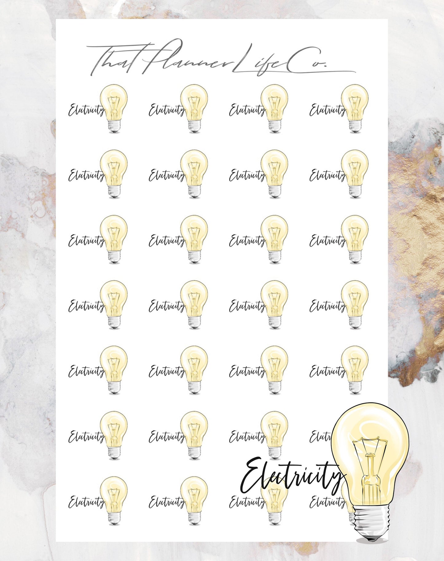 Electricity Bill Functional/Icon Stickers, Planner Stickers, Erin Condren
