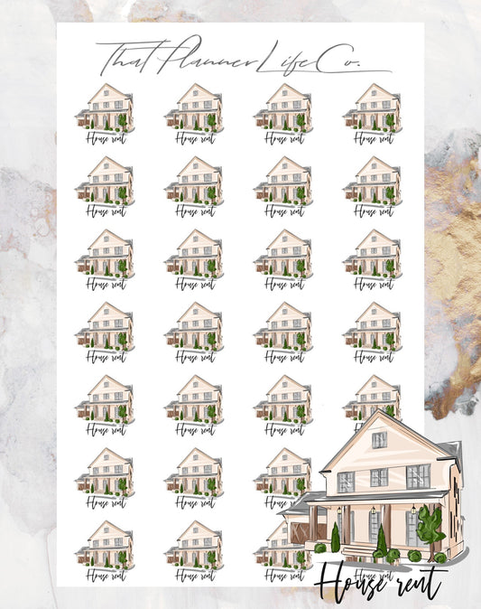 House Rent Functional/Icon Stickers, Planner Stickers, Erin Condren