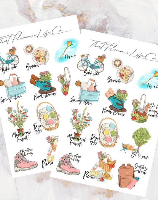 Spring Bucket List Deco Sheet, Planner Stickers, Erin Condren